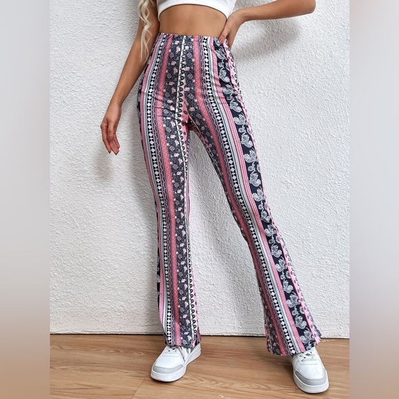 Shein Paisley Flare Pants & Flirtitude Crossover Gray Size Large Bell Bottoms. - Picture 1 of 15